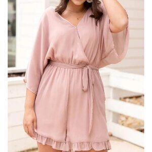 NWT Hayden LA Belted Surplice‎ Ruffle Romper